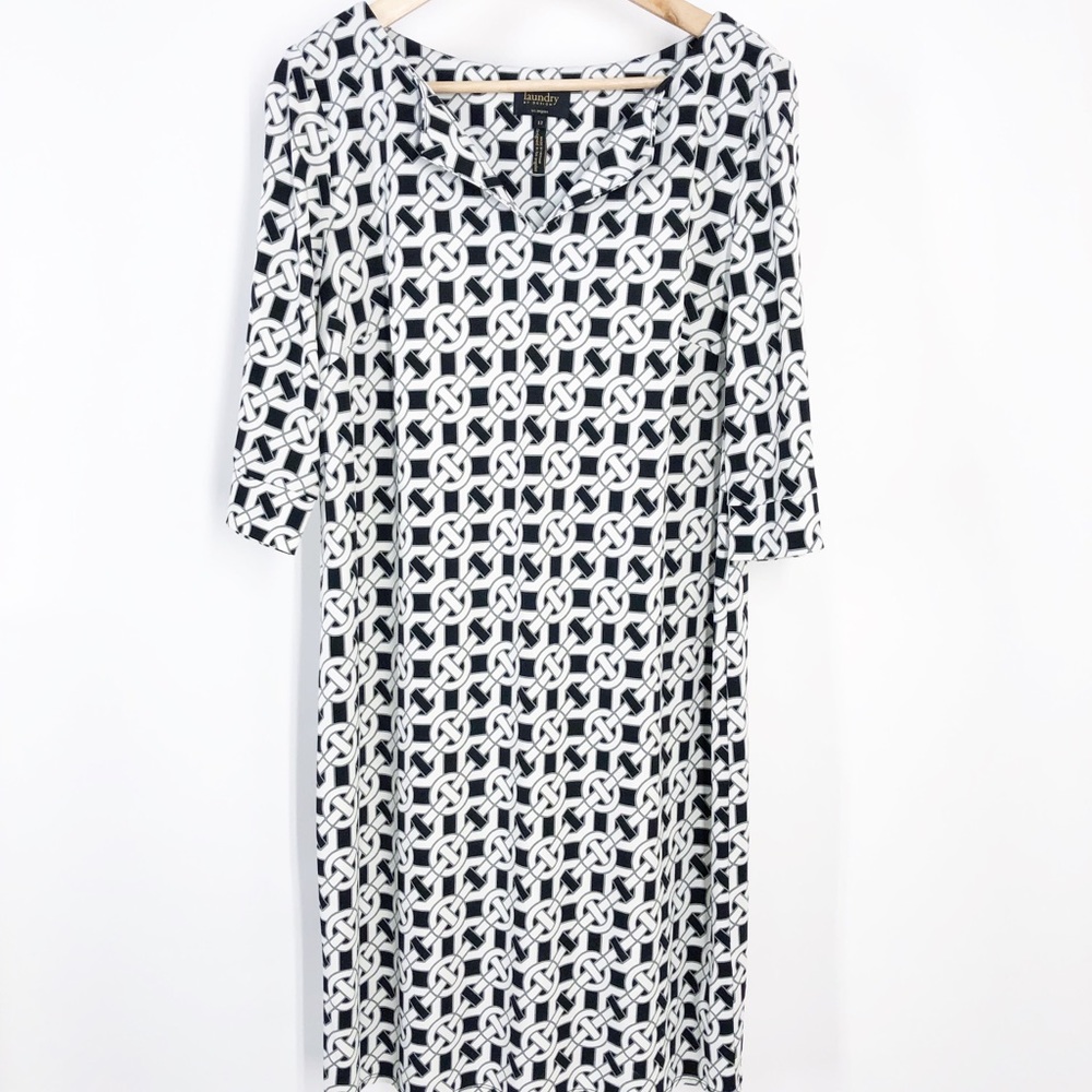 laundry by design geo pattern white black dress